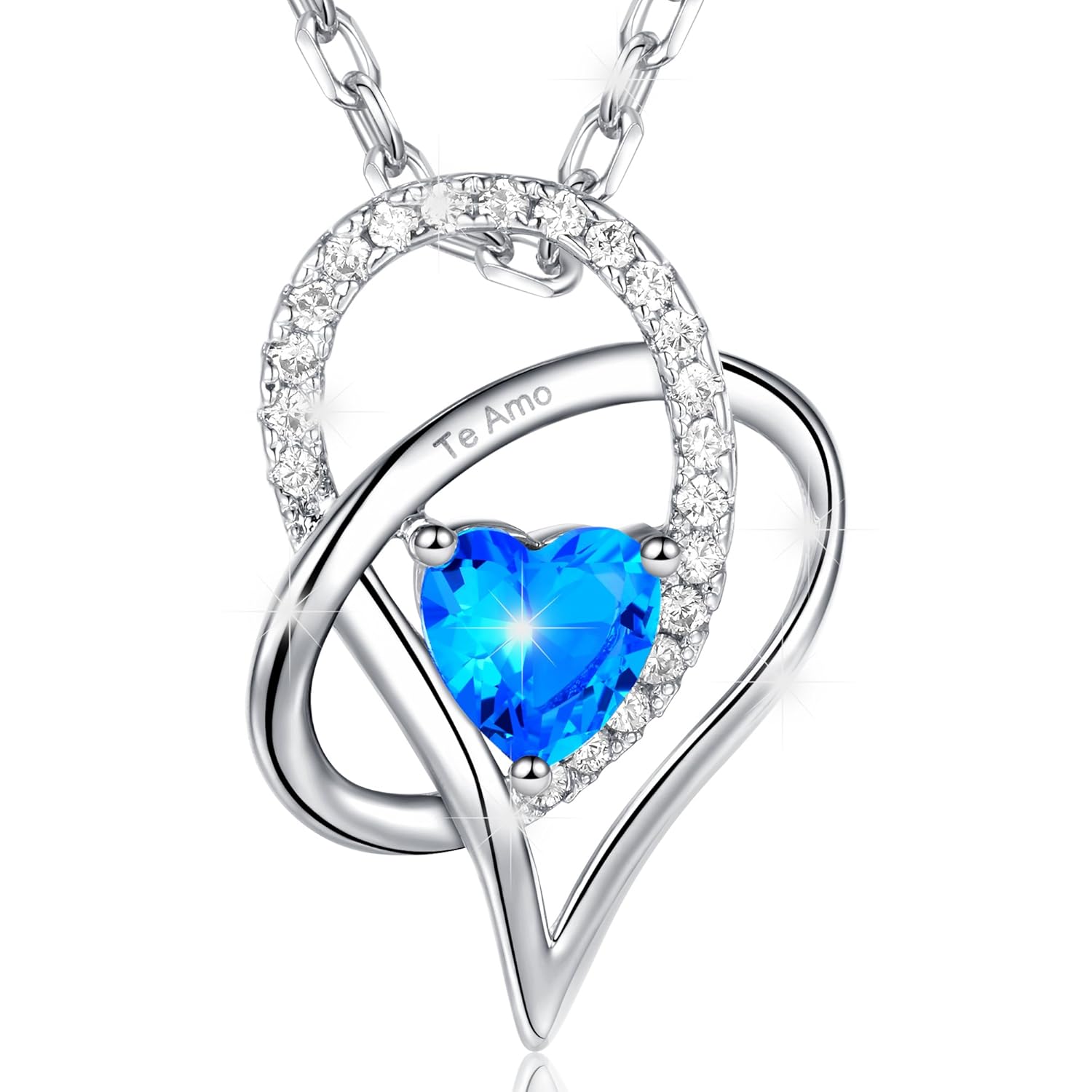 MARENJA Regalos Navidad Collar Mujer de Moda Colgante Cristal Azul de Corte