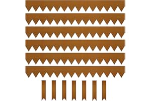 KOL Corten Steel Pre-Rusted Garden Lawn Edging - 6-Pack Metal Landscape Edging Strips - Heavy Duty Hammer-in Cor-Ten Steel Ru