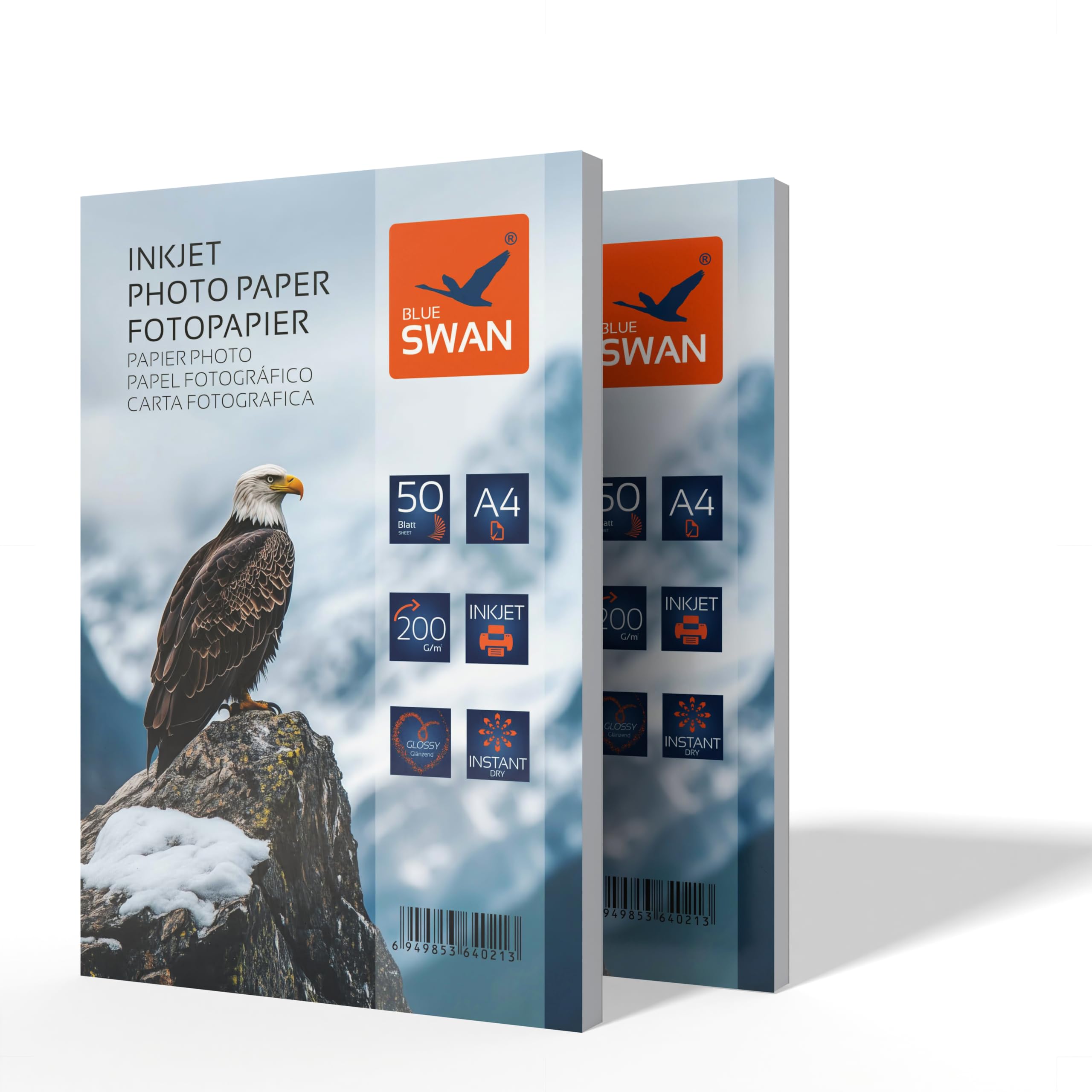 BLUE SWAN A4 Glossy Photo Paper, 200gsm, 100 Sheets (2×50), Extra Thick, Single-Sided, Quick-Dry, Water & Scratch Resistant, Ideal for Photos, Posters, Presentations, Certificates & Brochures — image 1