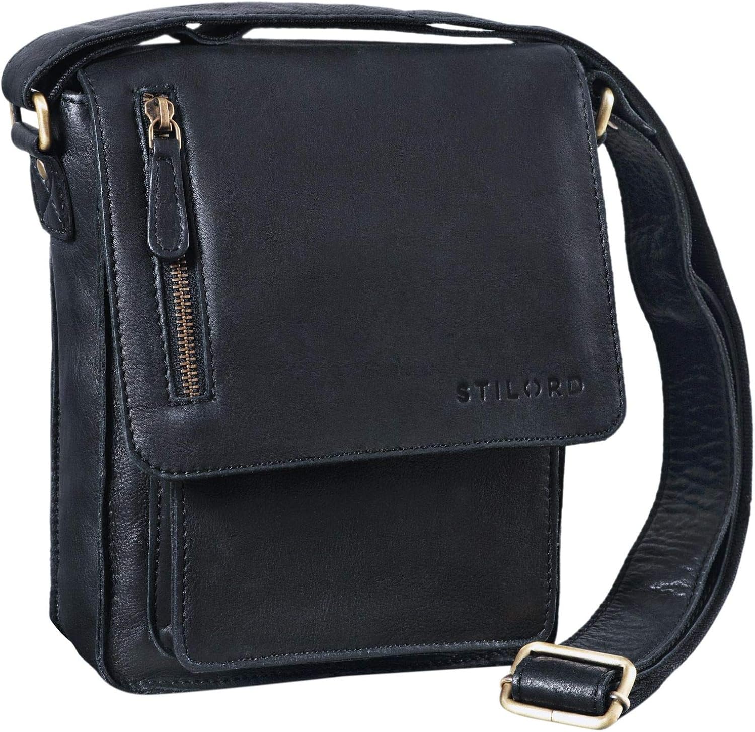 STILORD "Finn" Small Shoulder Bag for Men Vintage Cross Body Bag Suitable for 8.4 inch Tablets Satchel Genuine Leather Colour:Black