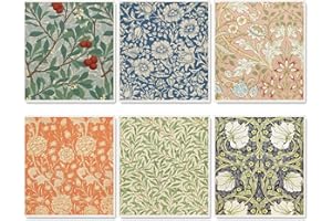 Whaline William Morris Swedish Kitchen Dishcloth Vintage Floral Absorbent Cotton Kitchen Towel Colorful Flower Dish Towel for Party Home Housewarming Cleaning Counter Wipes, 7 x 8 Inch, 6Pcs