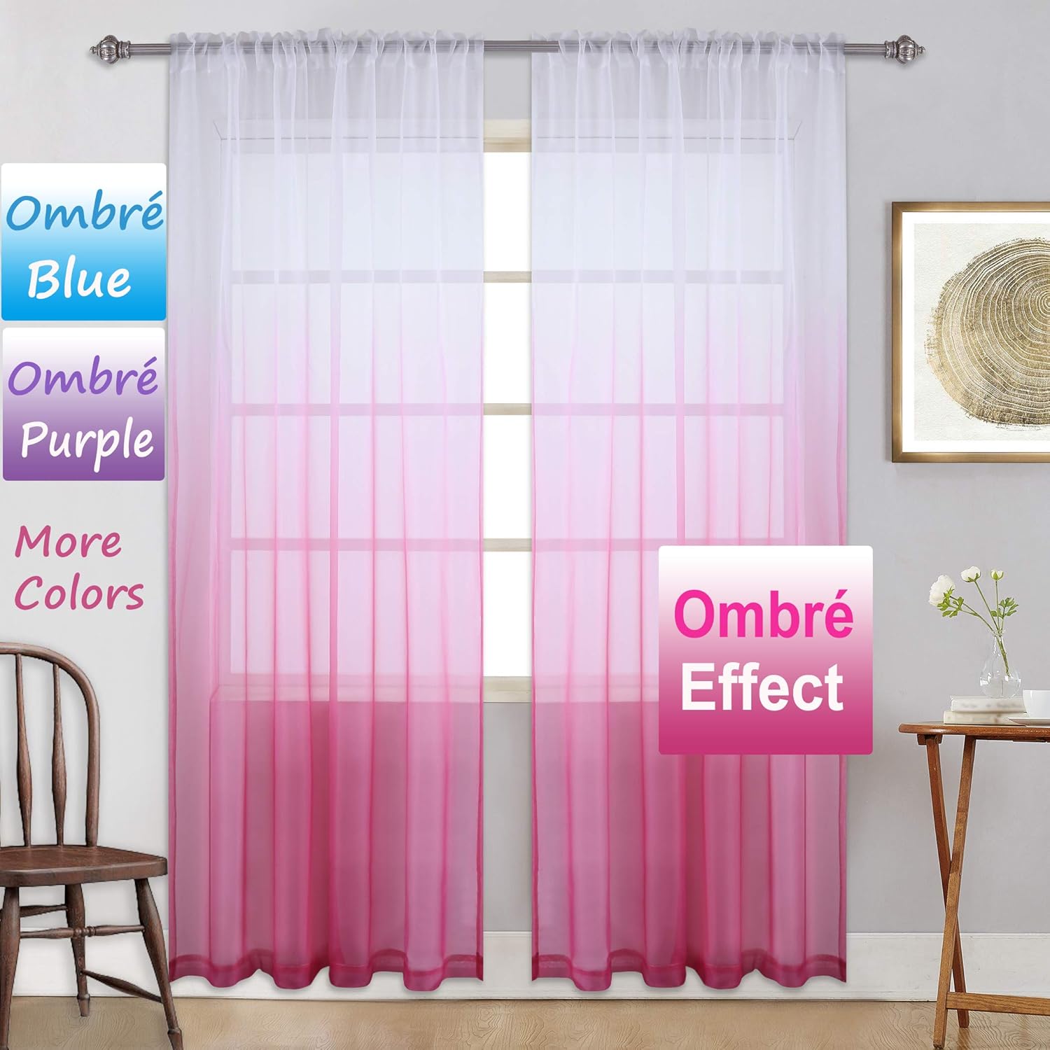 Amazon Com Pink Sheer Curtains For Little Girls Kids Room Bedroom