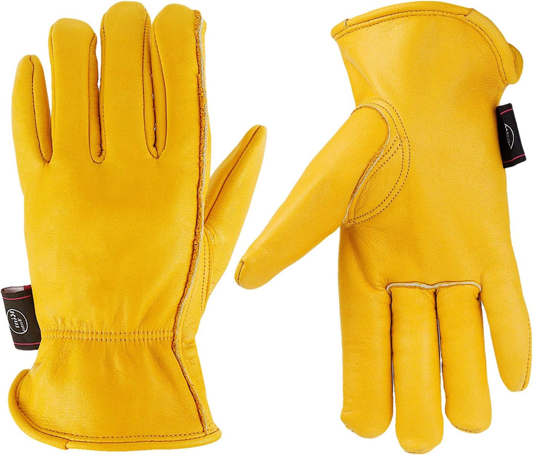 Kim YuanKIM YUAN Leather Work Gloves for Gardening/Cutting/Construction/Motorcycle/Farm, Men & Women, with Elastic Wrist, Large 1 Pair