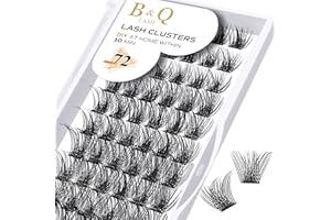 B&QAUGEN B&Q Lash Clusters Wispy B02, Eyelash Clusters 72PCS Cluster Eyelash Extensions, D Curl Lash Cluster 8-16mm Natural Individual Lashes Volume False Eyelashes Clusters with Soft Band(B02-D-8-16MIX)