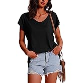 NEYOUQE Womens Summer Short Cap Sleeve T Shirts Dressy Casual Trendy Plain Workout Comfort Basic Tees Fashion Cute Tops