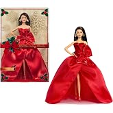 Barbie Signature 2026 Holiday Doll, Dark Brown Hair | Fashion Doll Wearing Red Gown with Bow, Seasonal Collector Doll in Displayable Packaging &amp; Doll Stand