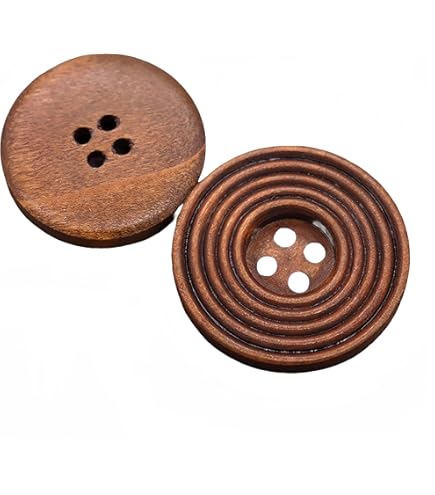 50 Botones De Madera Marrón - 25 Mm (1 Pulgada) - 4 Agujeros