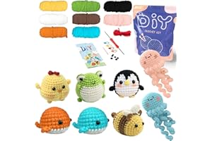 Random Color Crochet Kit for Beginners, Crochet Animal Kit with Video Tutorials, Easy Beginner Crochet Kit for Adults, Women 