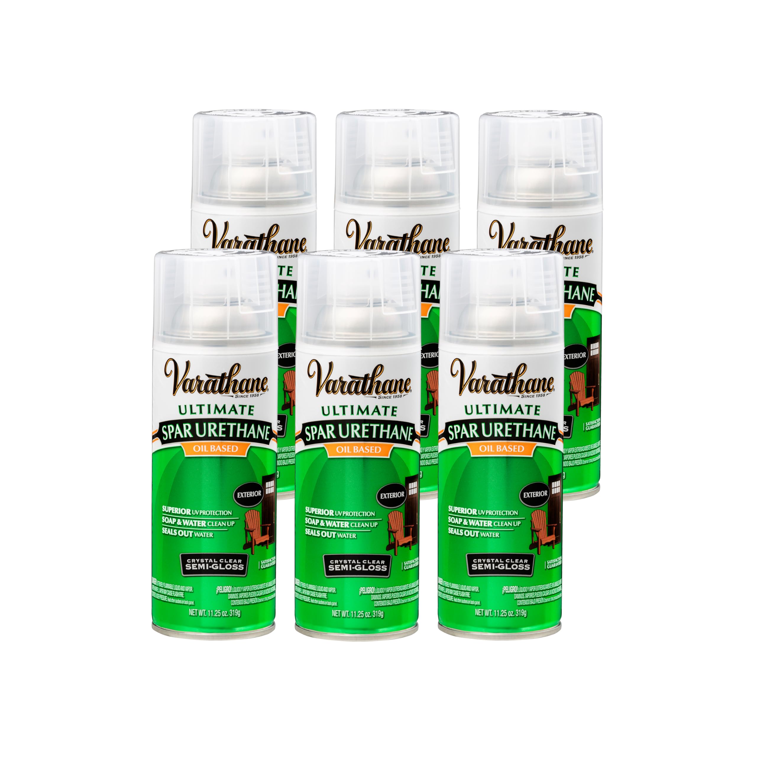 Varathane Oil-Based Ultimate Spar Urethane Spray, 11.25 oz, Semi-Gloss, 6 Pack Image