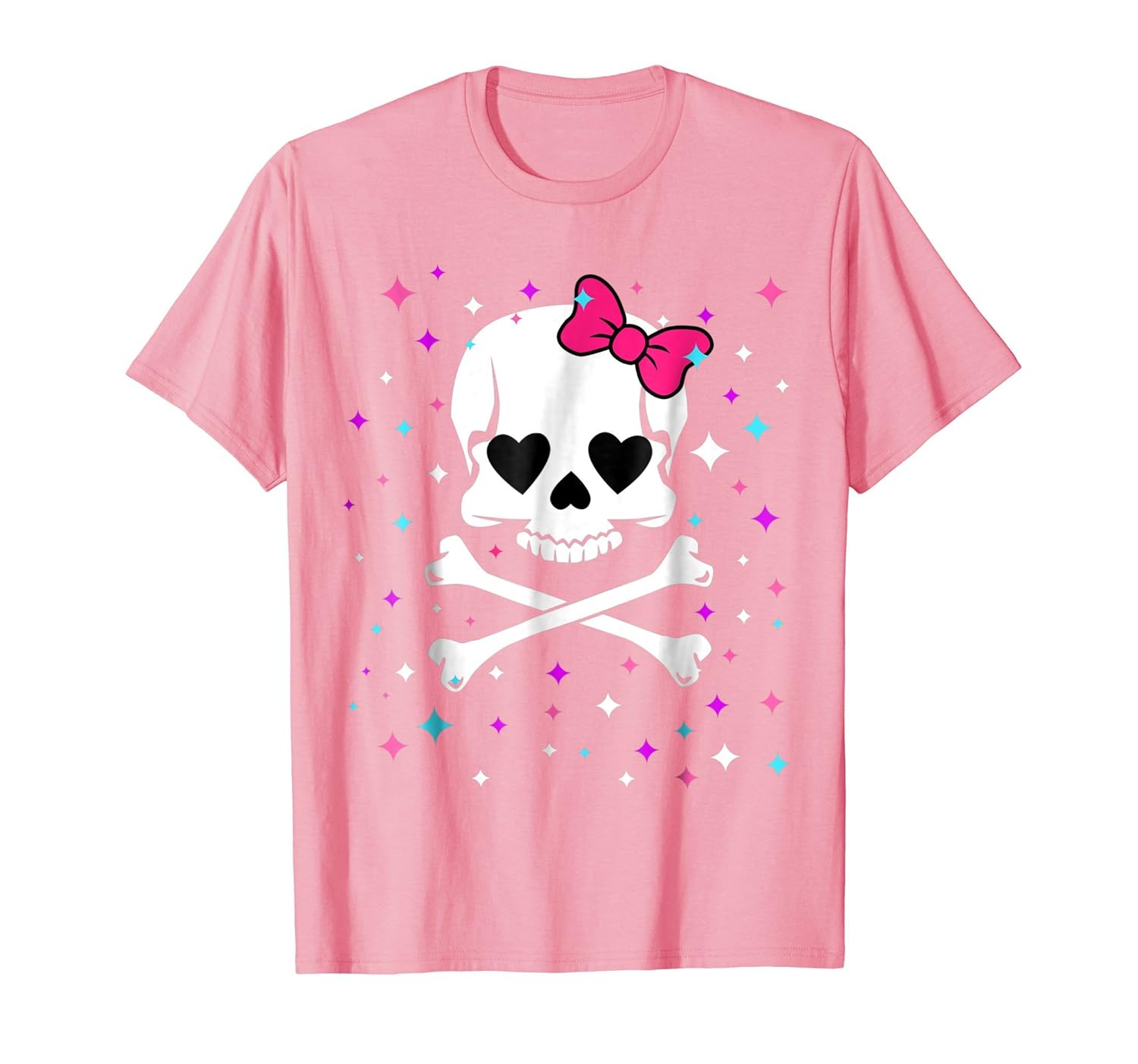 Girls Halloween Shirt - CUTE SKULL AND CROSSBONES T-shirt-Rose