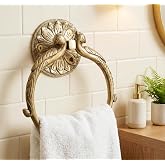 7.5" Inches - Brass Hand Towel Hanger Holder | Hand Towel Hanger Holder | Towel Holder for Bathroom in Twin Peacock Design