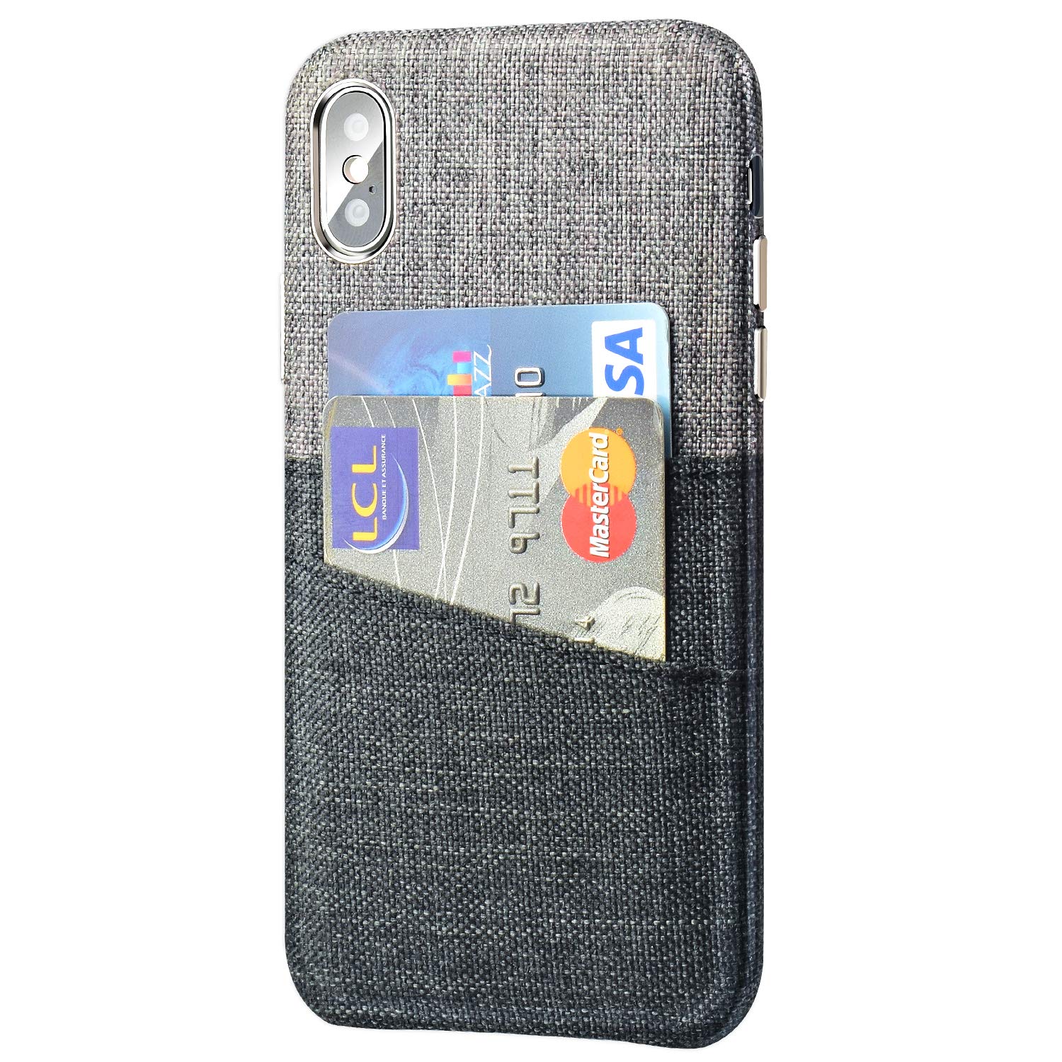 PARFASE iPhone Xs Max Wallet Case, iPhone Xs Max Case Soft Cloth Fabric Case with 2 ID Credit Card Holder Slots for Apple iPhone Xs Max 6.5 inch (Gray/Black)  Price: $11.99