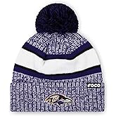 FOCO NFL Unisex-Adult NFL Team Logo Heather Stripe Pom Beanie Hat