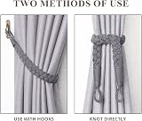 Pretty Jolly 2 Pack Natural Cotton Rope Curtain Tiebacks Dark Grey view 4