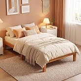 Sweetcrispy 12 Inch Twin Bed Frame, 3.5" Thick Pine Frame, 500 lbs Capacity | Solid Wood Platform Bedframe with Wooden Slats Support, Noise-Free, No Box Spring Needed, Easy Assembly, Honey Wood Finish