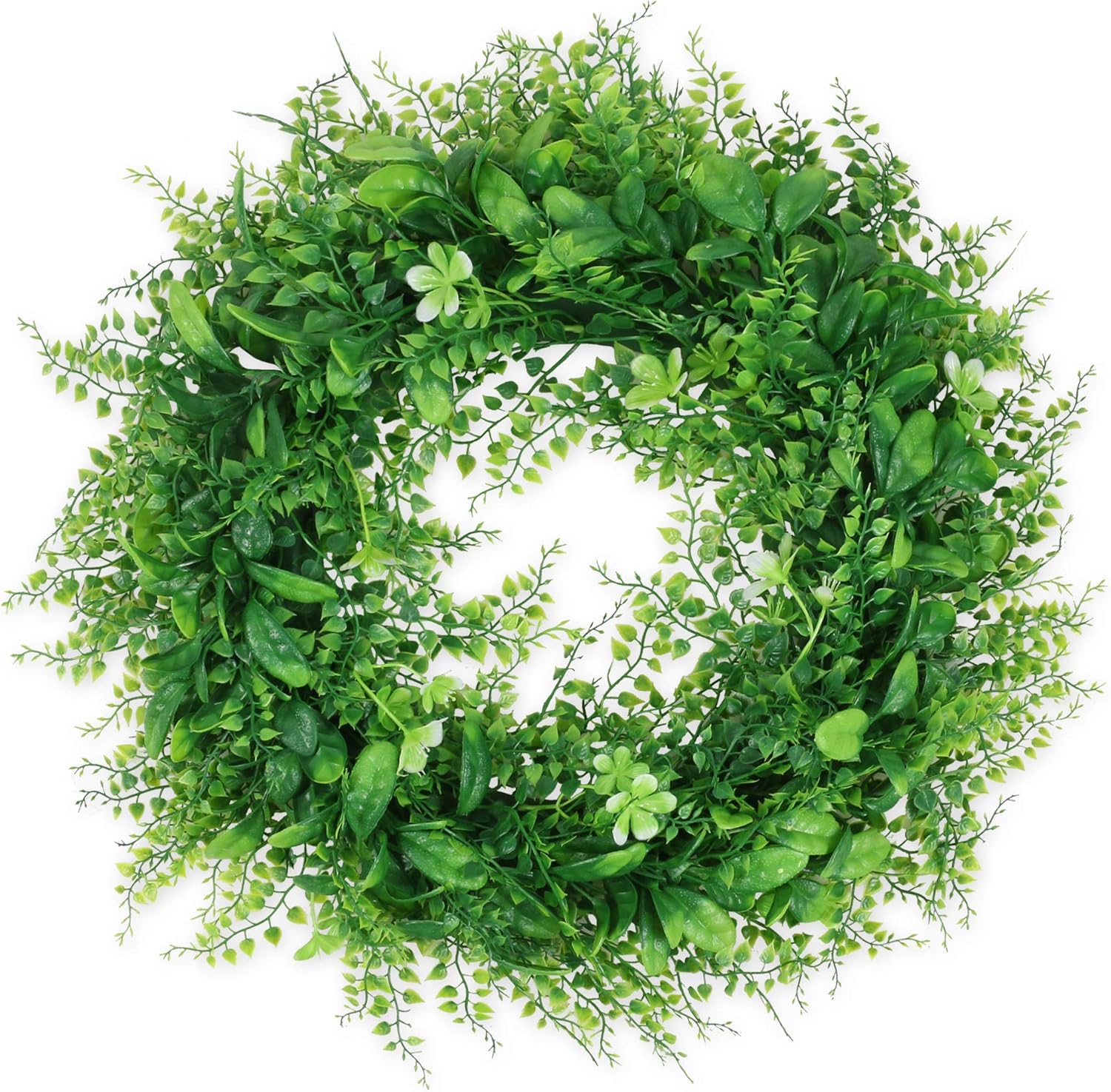 Green Wreaths for Front Door 16" Summer Wreath Artificial Boxwood Leaves Wreaths