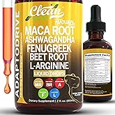 Clean Nutra Organic Maca Root Liquid Drops with Ashwagandha, Fenugreek, Beet Root and L-Arginine Liquid Multivitamin for Women and Men - Adapto Drive