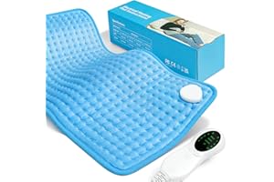 JESIDO Heating Pad for Back, Electric Heating Pad for Period Cramps Neck Shoulder Pain Relief, 12" x 24" Therapy Moist Heat Pads, Soft Machine Wash Fabric, FSA HSA Eligible, Auto Shut Off (Blue)