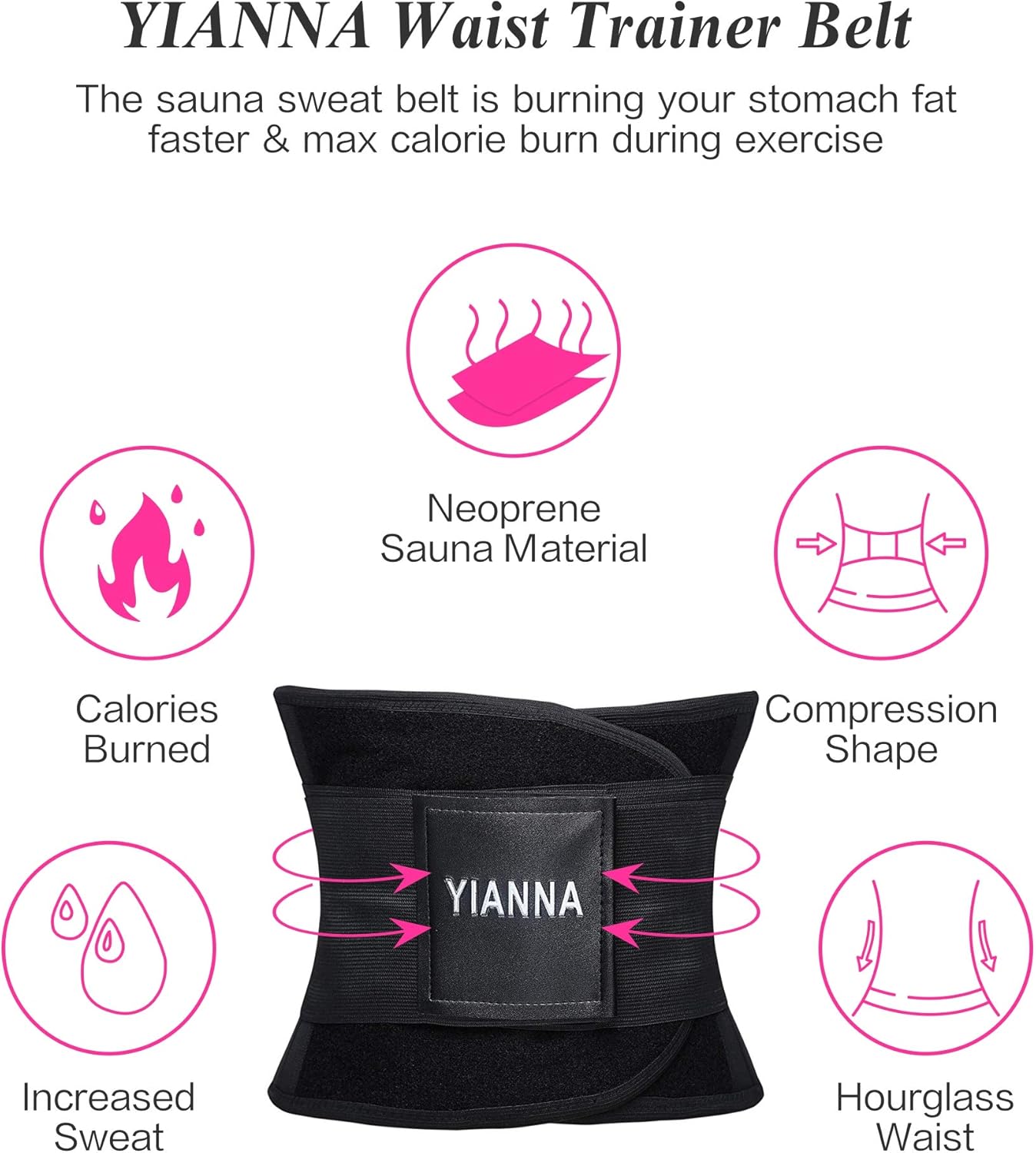 YIANNA Women Waist Trainer Belt - Slimming Sauna Waist Trimmer Belly Band Sweat Sports Girdle Belt: Clothing