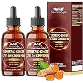 7in1 Liquid Turmeric Curcumin with Vitamin D3, Vitamin K2, Ginger, Ceylon Cinnamon, Garlic, Black Pepper - Drops Extract - 2 Packs of 30ml - 2 Month Supply