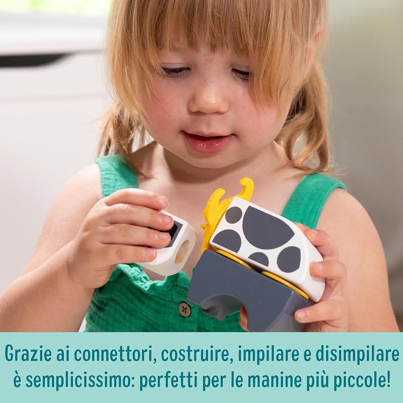 Blockables Set della Fattoria – Set di Costruzioni in Legno con Blocchi Collegabili (56 Pezzi), Gioco Creativo e Educativo, Regalo per Bambini e Bambine, 2+ Anni - Certificati FSC