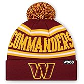FOCO NFL Unisex-Adult NFL Team Logo Stripe Pom Beanie Hat
