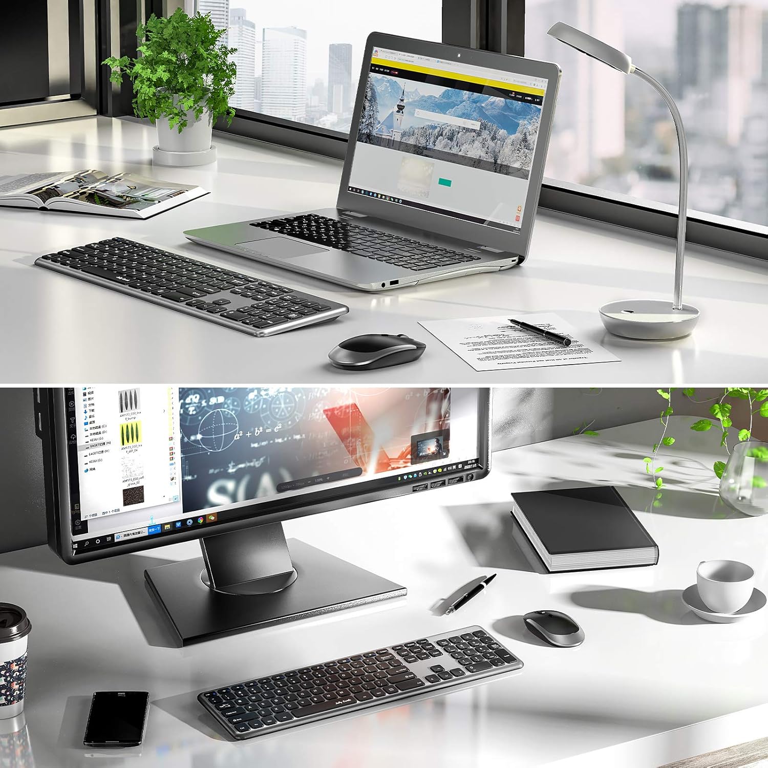 Wireless Keyboard and Mouse Combo, Jelly Comb KUT027 Wireless Keyboard and Mouse 2.4GHz Full Size Ultra-Thin Keyboard Mouse for Computer, Laptop, PC, Desktop, Windows 7, 8, 10 -Black and Sliver: Computers & Accessories