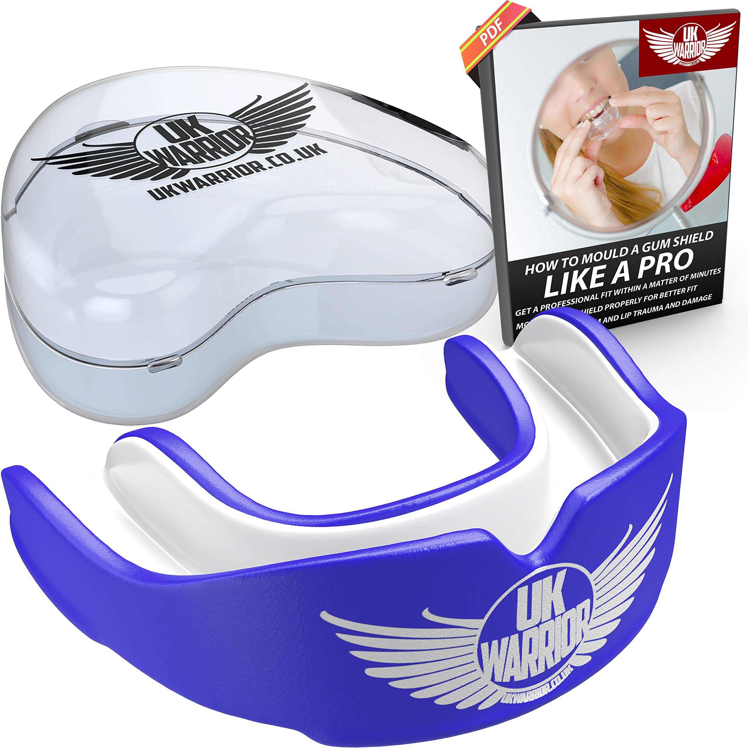 UK Warrior Adults Gum Shield Mouthguard for MMA, Boxing, Rugby, Martial Arts, Karate, Muay Thai, BJJ Mouth Piece Teeth Protector