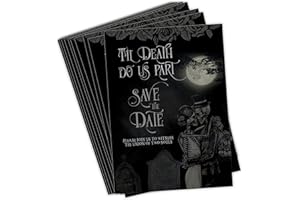 Your Main Event Prints Save The Date Postcards - (Pack of 50) Wedding Engagement Anniversary Celebration Invitation Event Reminder Cards Til Death Do Us Part Gothic Wedding