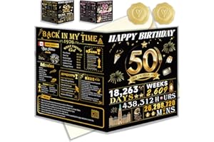 Awfrky 50th Birthday Card for Women Men, Gilding 50th Birthday Decorations for Mother Dad, Happy 50 Year Old Birthday Gifts f