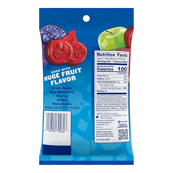 JOLLY RANCHER GUMMIES ASSORTED FRUIT FLAVORED CANDY BAG, 7 OZ