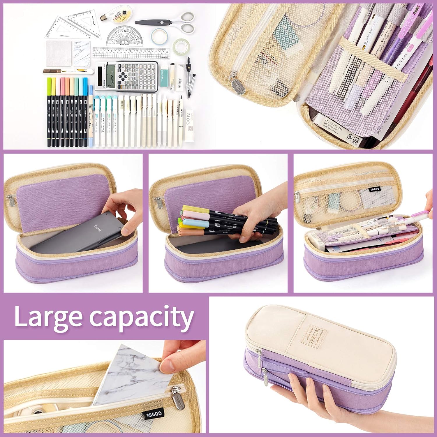 EASTHILL Pencil Case Big Pen Case Office College Large Storage Bag Pouch Holder Box Organizer for Student - Image 4