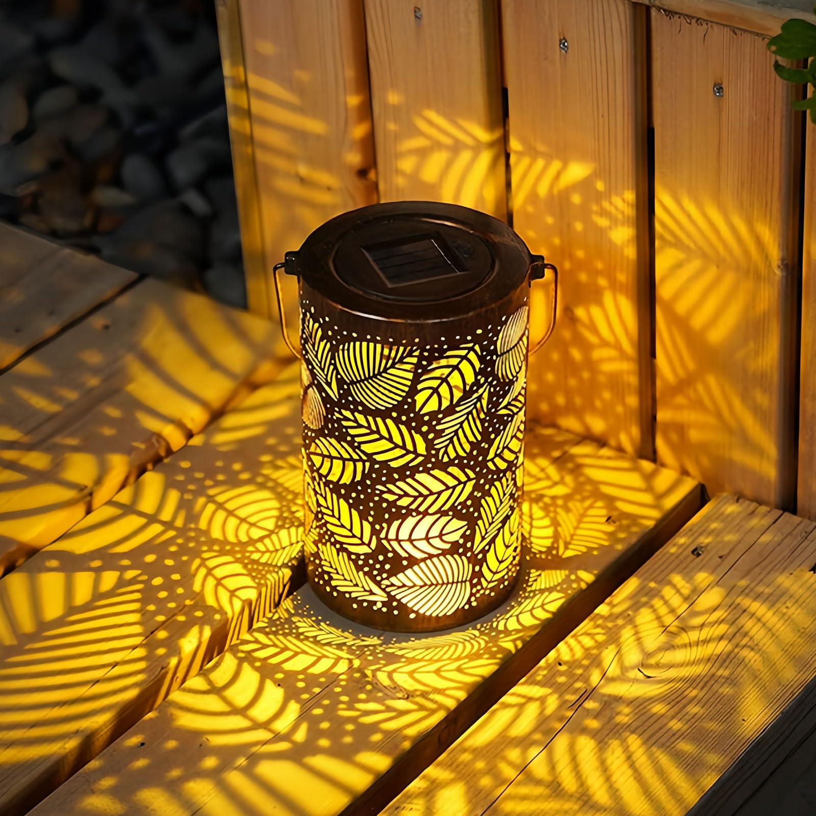 Solar Lanterns Outdoor, Garden Ornaments Outdoor Hanging Solar Lights Metal Decorative Lantern, Waterproof Garden Lights Solar Powered for Outside Table Patio Balcony Courtyard (Tree)