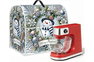 SEEWAN 6-8 Quart Christmas Stand Mixer Cover Kitchen Dust Cover Compatible for Stand Mixer Cloth Covers with Storage Pockets (Snowman with Blue Scarf)