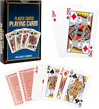 D.A.Y. Republic Professional Plastic Coated Poker Size Playing Cards 52+2 Jokers