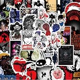 50PCS Death Note Water Bottle Stickers for Kids, Cute Stickers for Water Bottles, Vinyl Waterproof Aesthetic Laptop Sticker Pack Classroom Prizes Skateboard for Kids Teens Girls Students (Yellow)