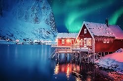 CHNYWORK 15ftx8ft Winter Night Landscape Backdrop