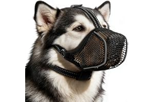 Soft Basket Muzzle for Dogs,360° Breathable Mesh Dog Mouth Cover with Night Reflective for Anti-Biting & Barking, Adjustable 