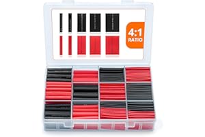 Wirefy Heat Shrink Tubing Kit 190 PCS - 4:1 Ratio Adhesive Lined, Wire Shrink Wrap Tubing - Industrial Heat-Shrink Tubing - Black & Red - Shrink Wrap Tubing | UL Listed