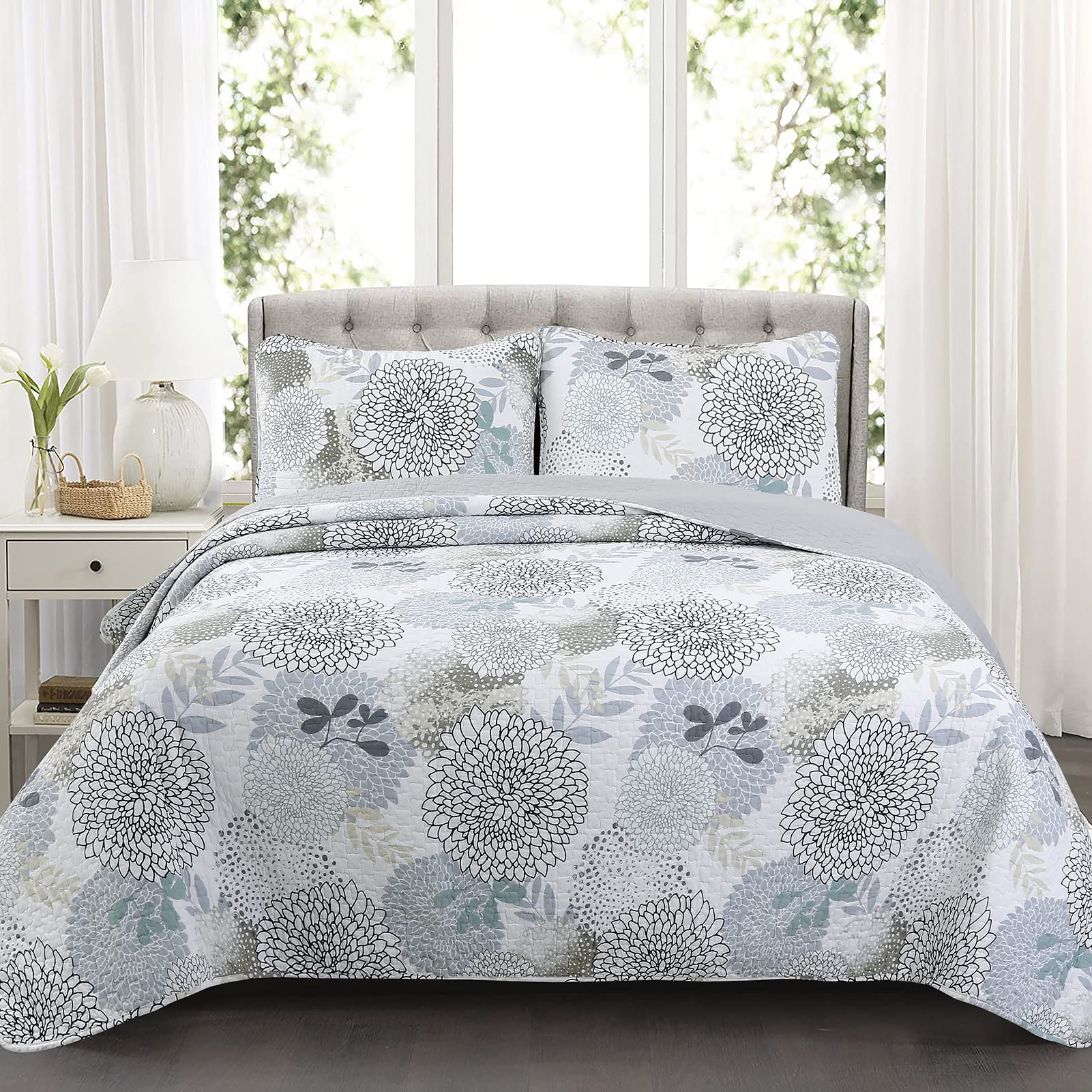 Cozy Line Home Fashions Nina Trista Flowers Aqua