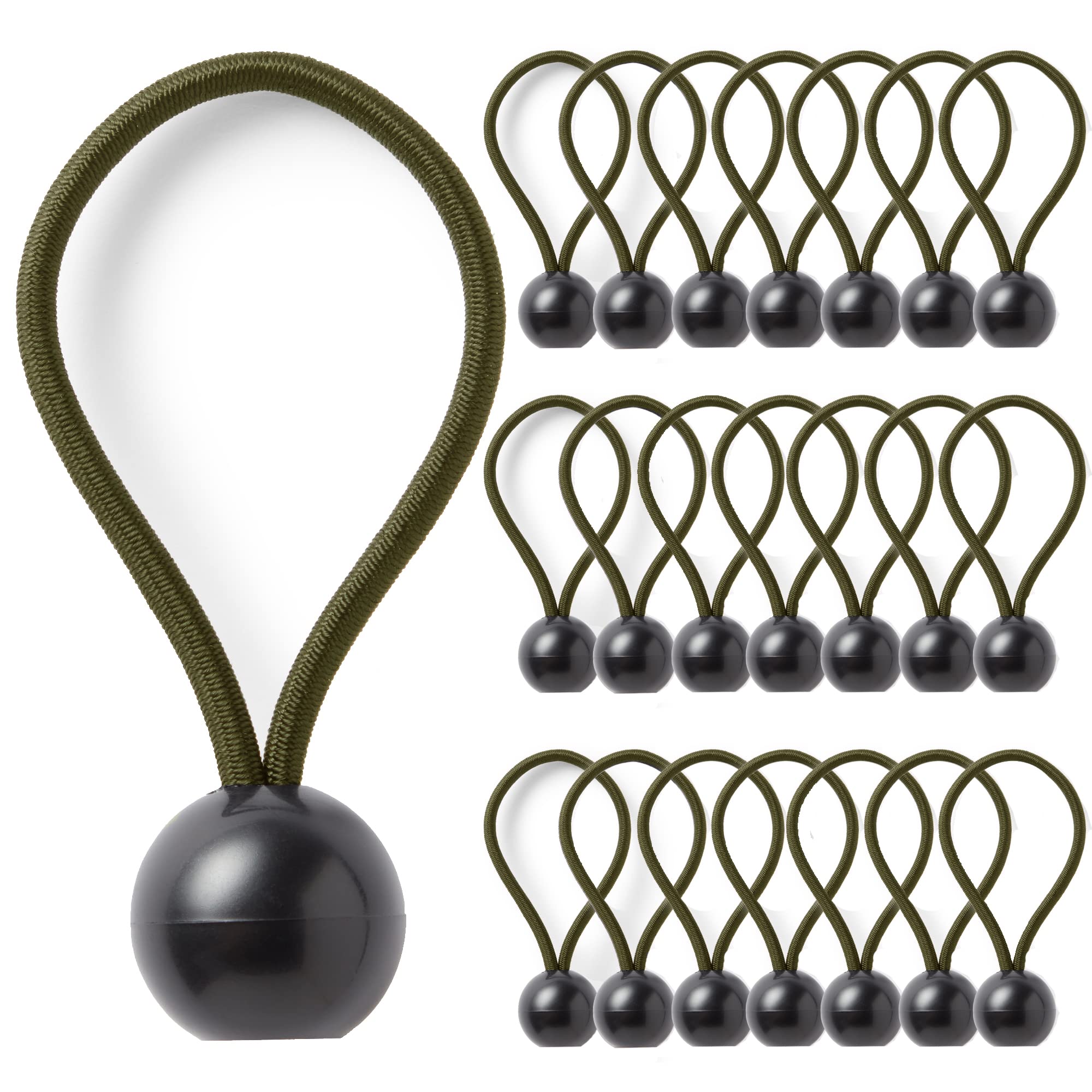 Pluvios - Heavy Duty Bungee Cords with Hooks - 10 Pack – Choice of Sizes - Multi-Purpose Elastic Bungee Straps for Luggage, Roof Racks, Camping - Weatherproof & UV Resistant (4" (10CM) - Green)