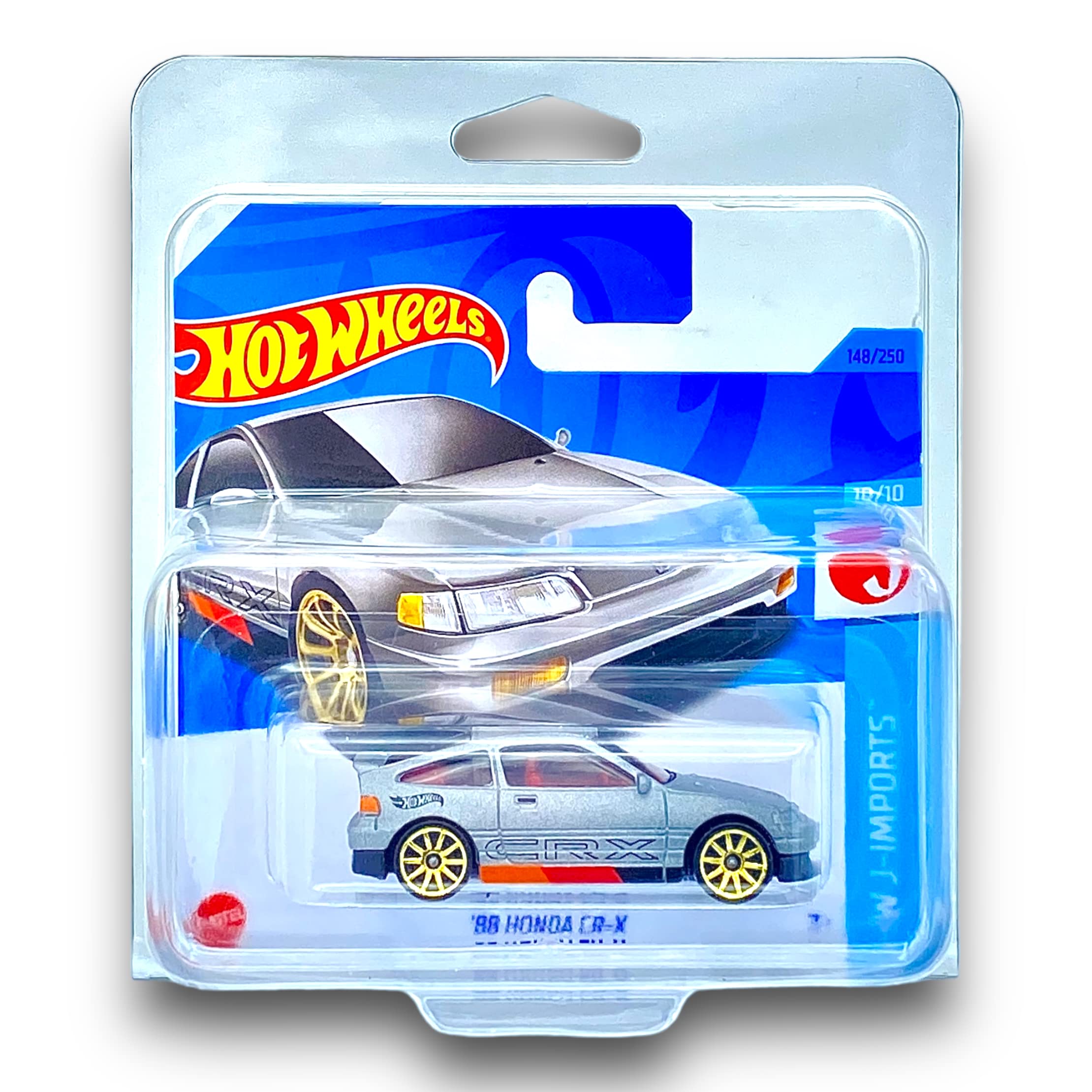 Hot Wheels '88 Honda CR-X (Silver) 10/10 HW J-Imports - 2023-148/250(Short Card) - COMES IN A KLAS CAR KEEPER PROTECTIVE COLLECTORS CASE - HKJ17