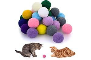 Molain Large Cat Toy Balls, Soft Cat Balls 1Inch Kitten Pom poms Ball Cat Play Toy (30 Pcs)