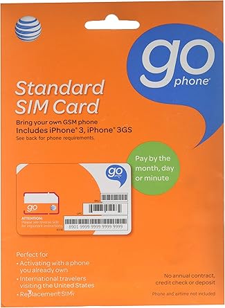 Att At T Go Sim Card For Gsm Prepaid Cell Phone Service No Contract Required