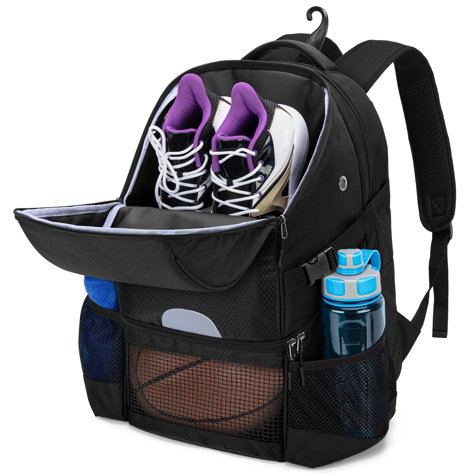 DSLEAF Basketball Backpack for Men, Soccer Bag with Ball Compartment and Shoe Compartment for Basketball, Soccer, Volleyball Training