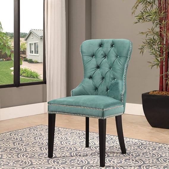 Amazon.com: SuccessfulHome Tufted Velvet Dining Chair with Nailhead