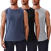 PINSPARK Men's 3 Pack Workout Tank Tops Gym Sleeveless Shirts Quick Dry Training Muscle Shirts for Men