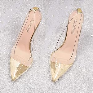 clear closed toe heels