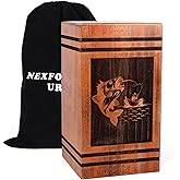NEXFORTUNE Wood Urns for Human Ashes Adult Man, Large Urn for Ashes for Women for Mom, Cremation Urns for Men (Fishing Urn,300LBS)