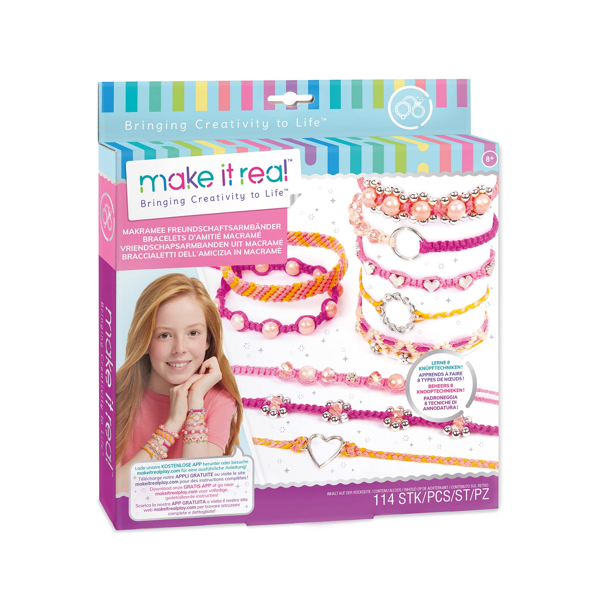 Make It Real 2901318 DIY Macrame Friendship Bracelets, Craft Kit for Children, Jewellery Making, Multicoloured